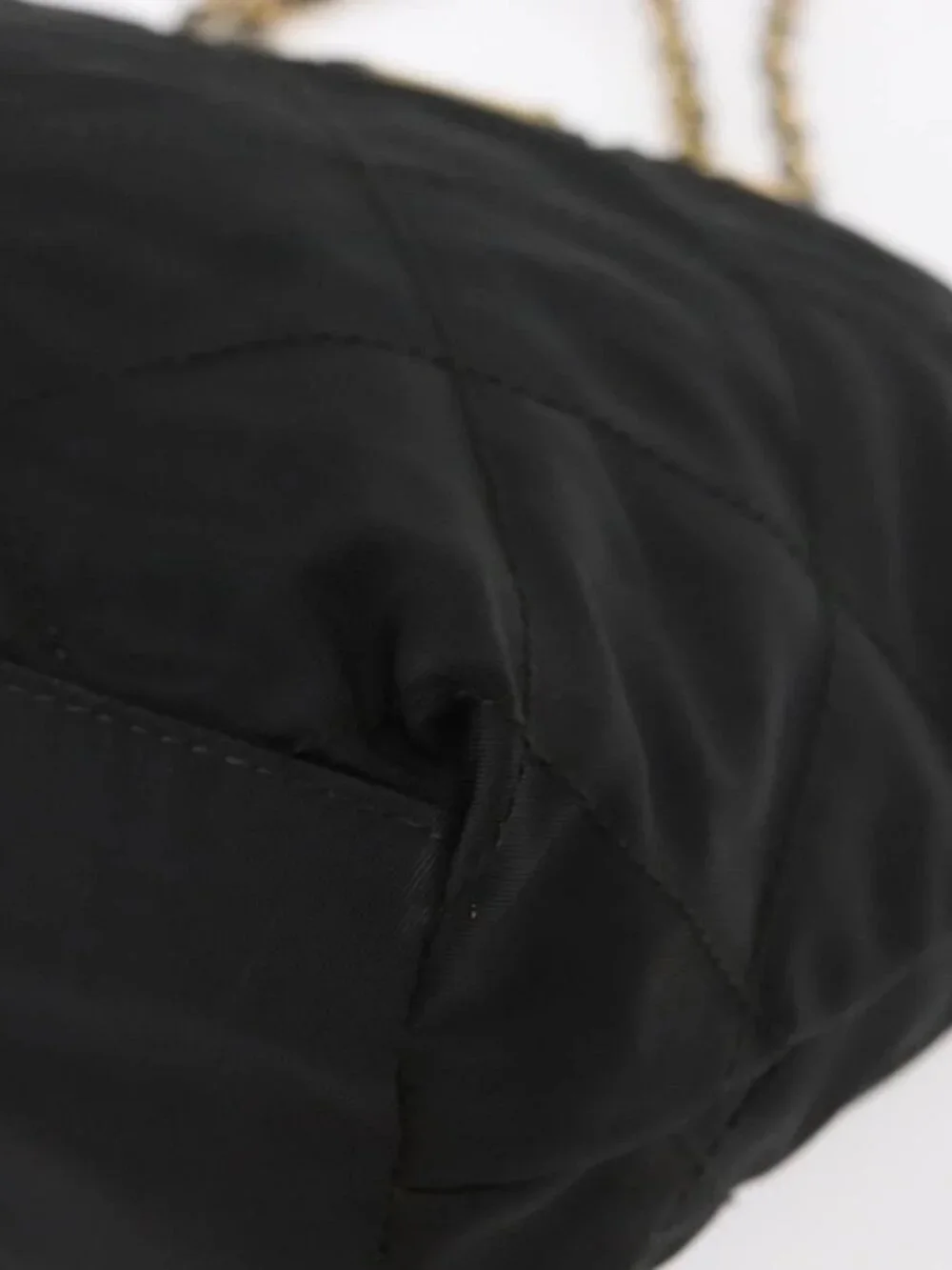 PRADA Chain Hand Bag Nylon Black Gold Auth bs31172 - Picture 5 of 16